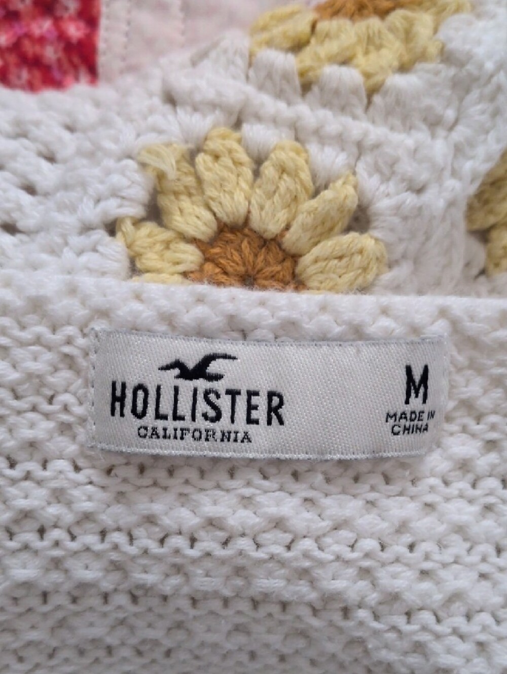 Hollister Crochet Crop Top White Daisy Trim Coquette Boho Y2K Cami - Picture 4 of 11